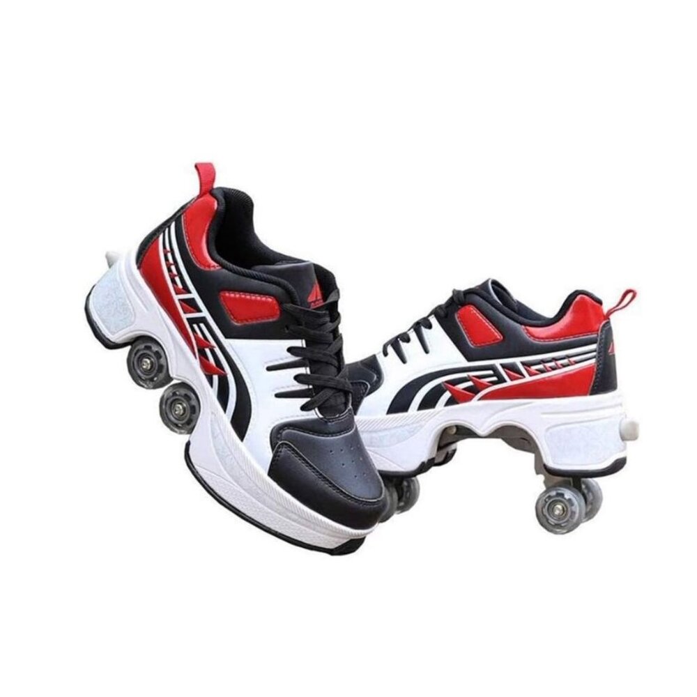 Lang Jiao Deformation Shoes Roller Blades Skate Shoes Black/Red/White (U.S. 7.5) - Picture 1 of 11